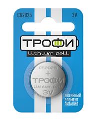 Батарейка Трофи CR2025-1BL (Таблетка) (1шт/уп) LITHIUM 3V