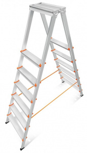 Лестница-стремянка Мастер 80-206 алюминиевая двухсторонняя 2х6 3,41м, 6,27кг Эйфель