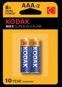 Батарейка Kodak АААх2 MAX SUPER "Мизинчиковая" (2шт/уп) 1/10уп