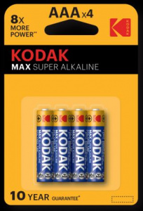 Батарейка Kodak АААх4 MAX SUPER "Мизинчиковая" (4шт/уп) 1/10уп