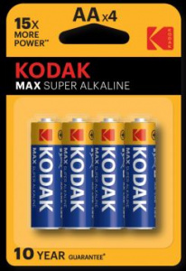 Батарейка Kodak ААх4 MAX SUPER "Пальчиковая" (4шт/уп) 1/20уп