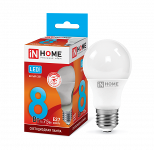 Лампа LED-A60-VC 8Вт 230В Е27 6500К 720Лм IN HOME