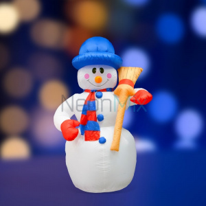 Фигура "Снеговик с метлой" 3D надувнной 4LED 15Вт 12В 180см  компрессор с адаптером IP44 NEON-NIGHT