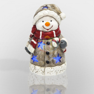 Фигура LED керамическая "Снеговичок в шарфе" 7.5х6.5х12см Neon-Night