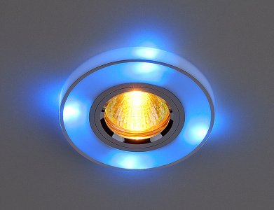 Свет точ 2070/2 G5.3 серебро/синяя подсветка (SL/BL/LED) SC ES РАСПРОДАЖА