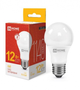 Лампа LED-A60-VC 12Вт 230В Е27 3000К 1140Лм IN HOME  