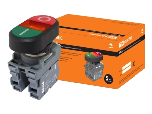 Кнопка MPD2-11R зеленая/красная (LED) d22мм/220В (I/O)  линза красная TDM