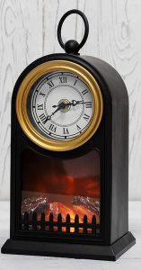 Светильник LED камин "Старинные часы" мини с эффектом огня 14,7x11,7x25см (с USB, 2хС) NEON-NIGHT