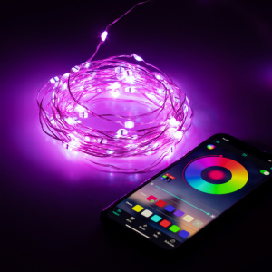 Гирлянда Нить LED 10м, RGB с мобильным приложением 220V, IP20 100LED ЕGNIG - PU-1 ЭРА