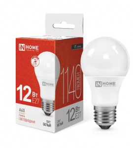 Лампа LED-A60-VC 12Вт 230В Е27 4000К 1140Лм IN HOME  