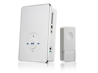 Звонок беспроводной DBQ 10M WL MP3+ карта SD; 200м; IP44, белый, с кнопкой ES