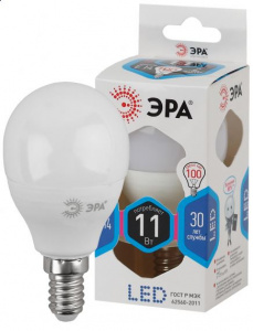 Лампа LED P45 11w-840-Е14 230В 4000К 880Лм ЭРА