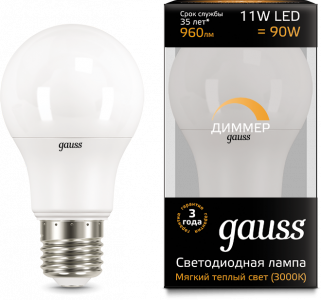 Лампа LED A60-dim 11Вт 150-265В Е27 3000K 960Лм Black GAUSS