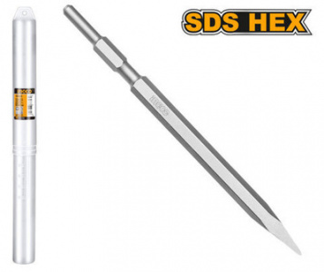 Зубило пикообразное Hex 17x350 мм INGCO